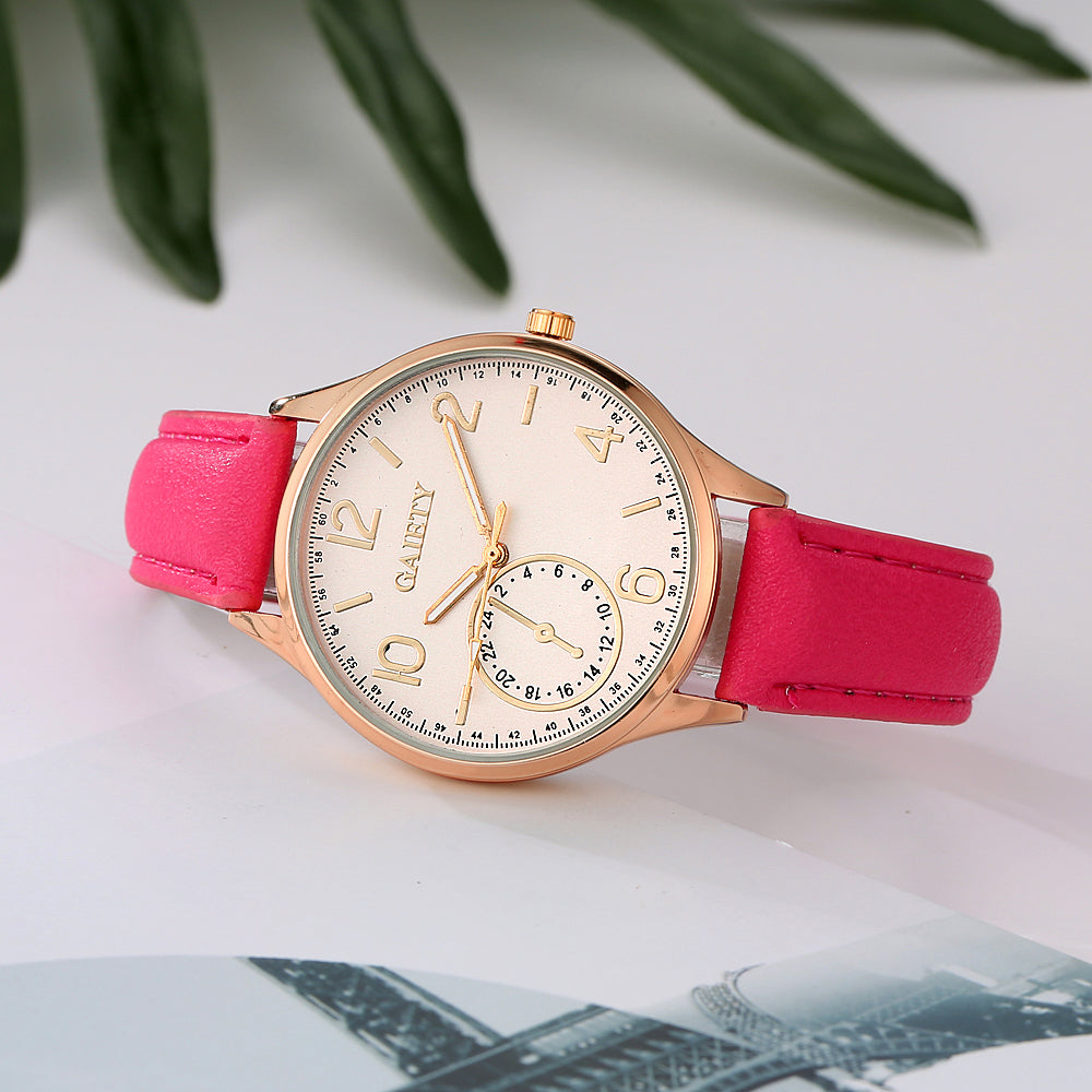Quartz Leather Strap Wristwatch for Women ww-d