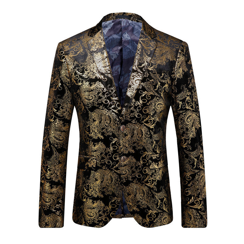 Golden Tuxedo Paisley Flores Wedding Suits for Men