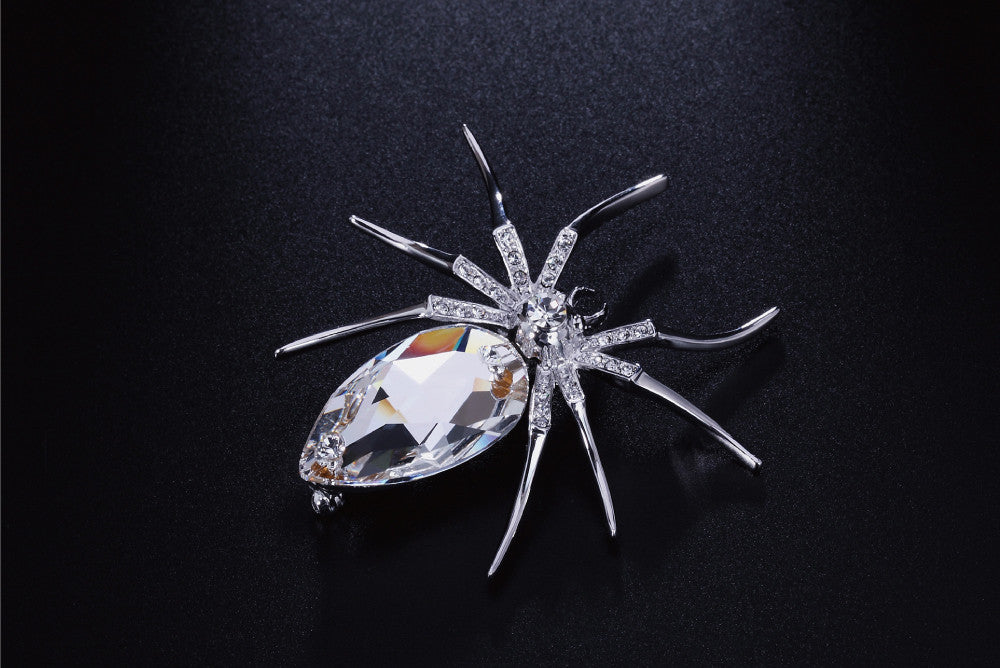 Top Quality White Spider White Gold Plated Brooches luxury Crystal Jewelry
