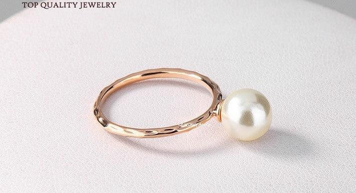 Pearl Rose Gold Plated Top Quality Wedding Ring For Women