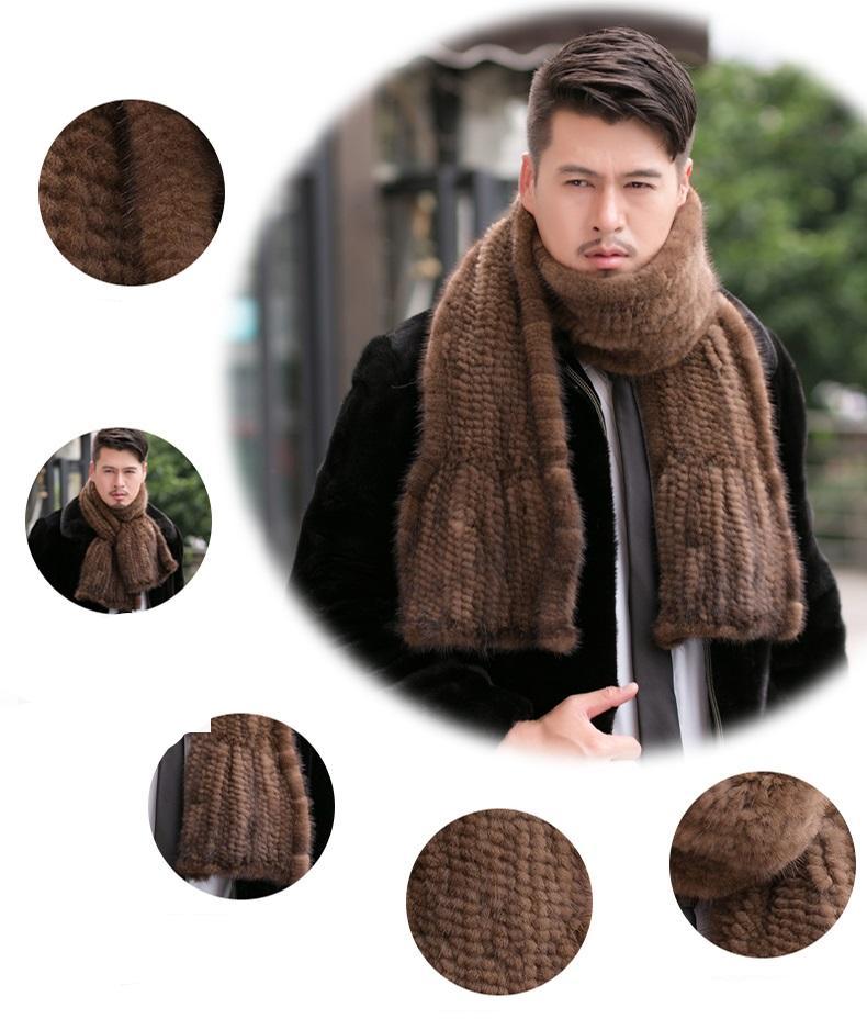Hand Knitted Genuine Mink Real Fur Scarves