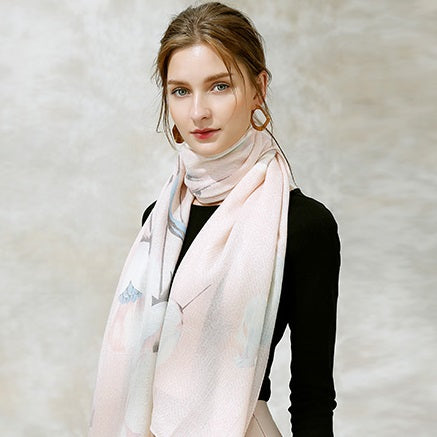 Floral Design 100% Wool Winter Long Scarves