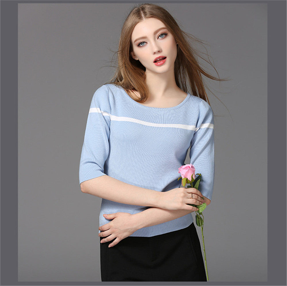 Soft Knitted Cotton Half Sleeve Tops For Women