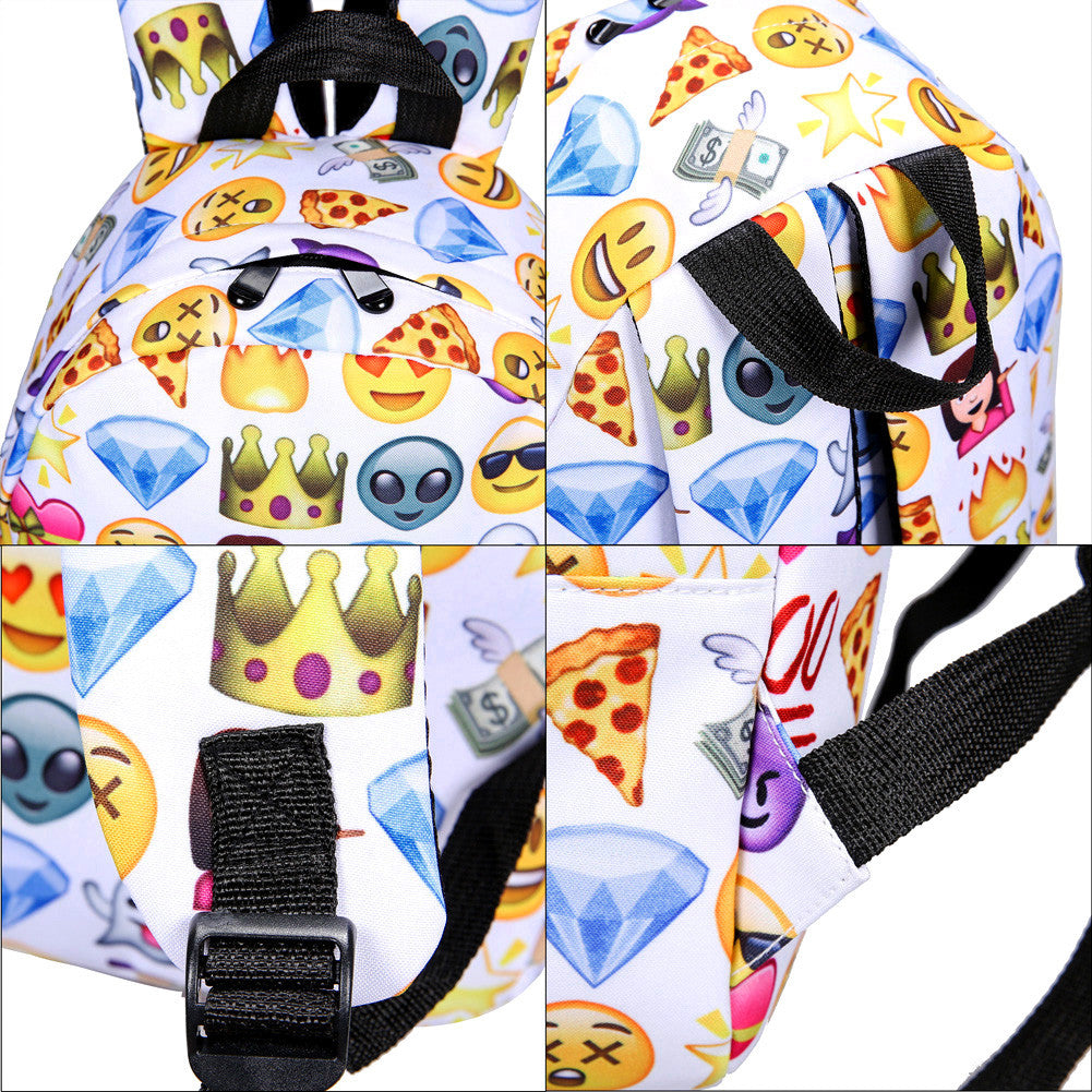 Leisure Waterproof Nylon 3D Smiley Face Printed Travel Backpack bwb