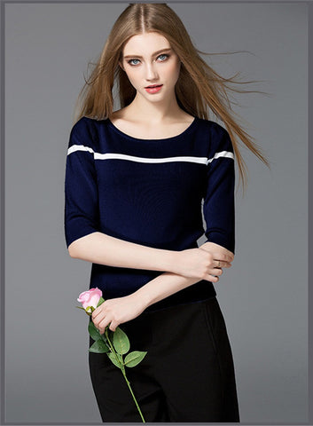 Soft Knitted Cotton Half Sleeve Tops For Women