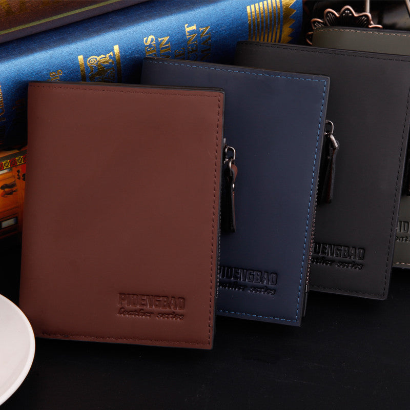 Solid Color Hasp Zipper Card Holder Men's Wallet