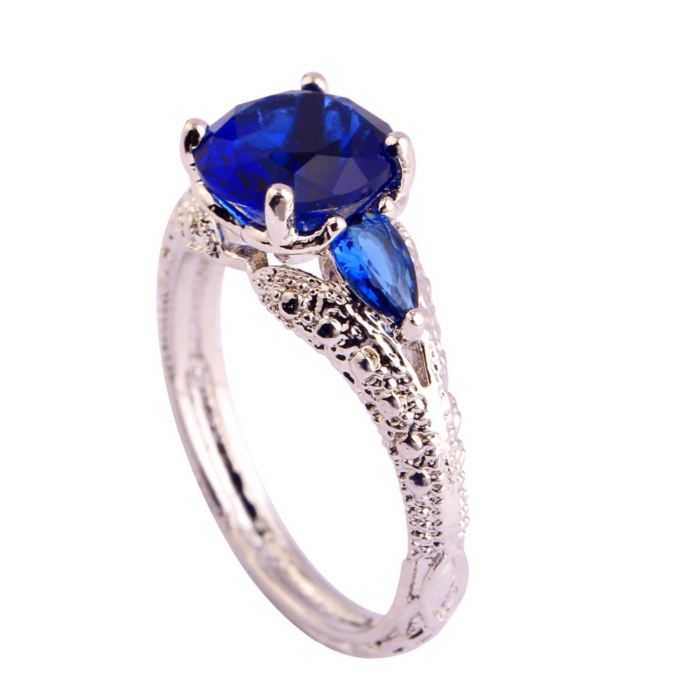 New Arrival Fashion Jewelry Blue AAA CZ Silver Ring wr-