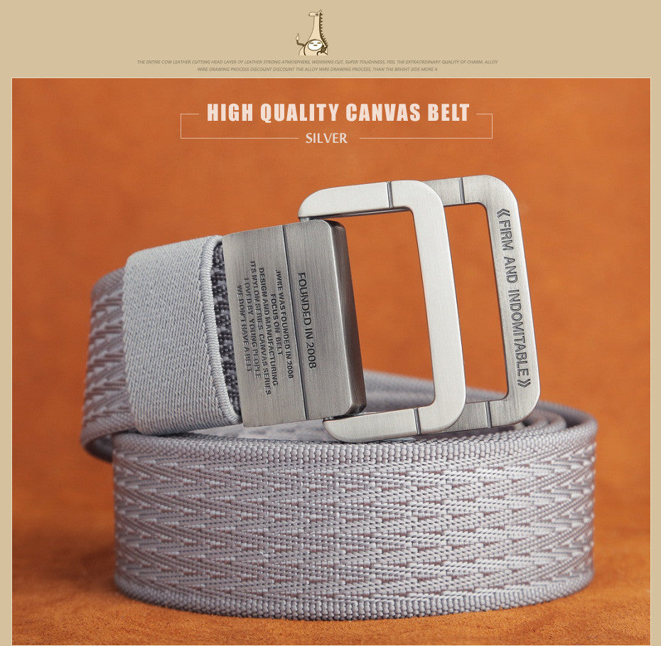 Military Tactical Double Ring Buckle Thicken Canvas Belt for Men