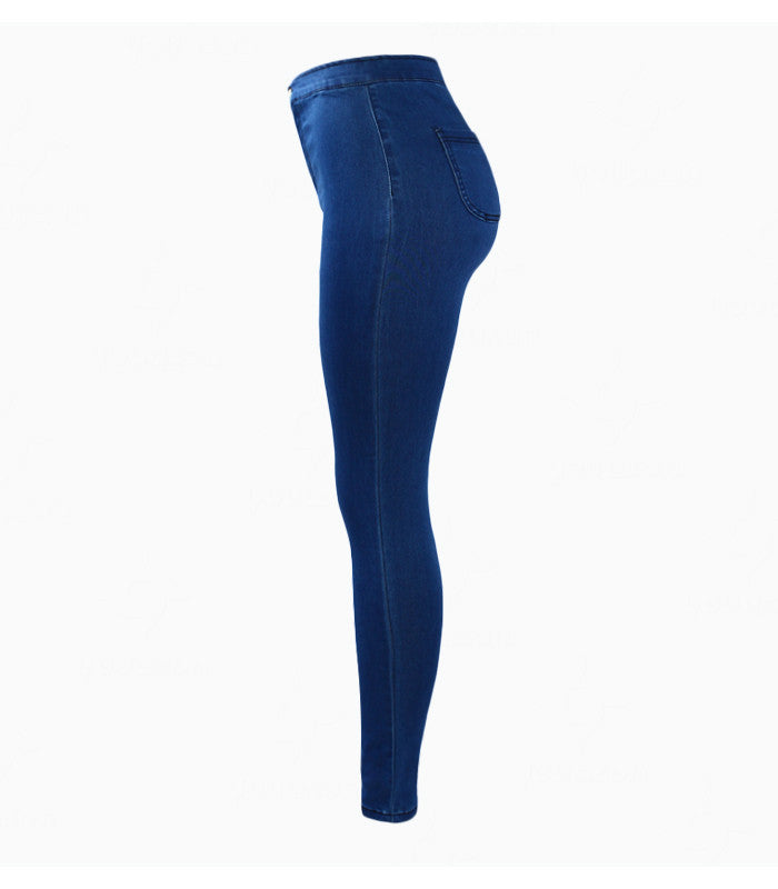 Blue High Waist Skinny Jeans For Women