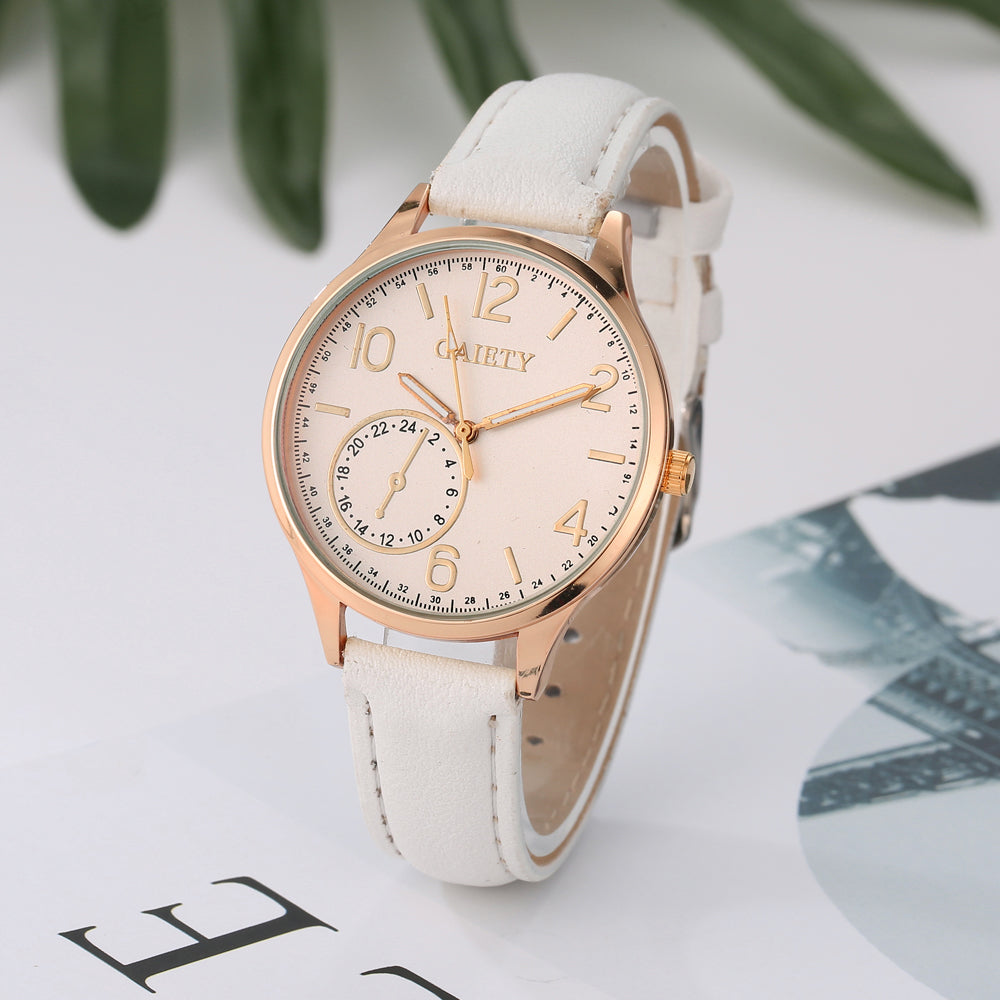 Quartz Leather Strap Wristwatch for Women ww-d