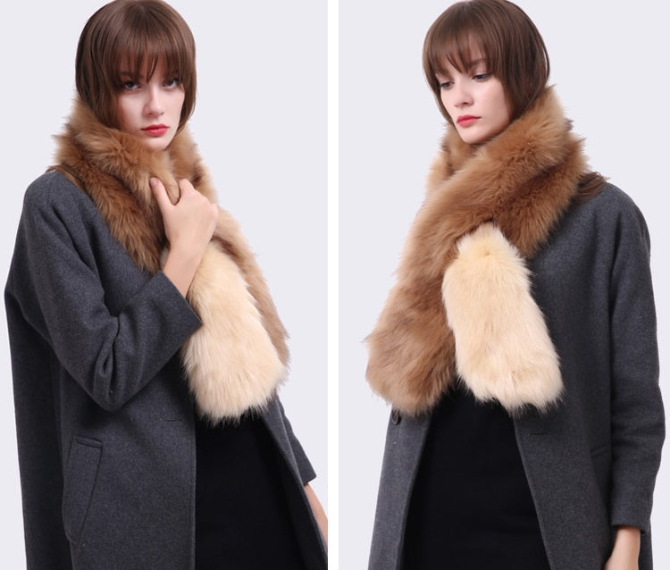 Eco-friendly Faux Fur Colorful Patchwork Scarves For Women