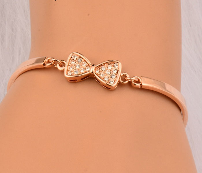 Bowknot Cute Bracelets Bangle in Rose/White Gold