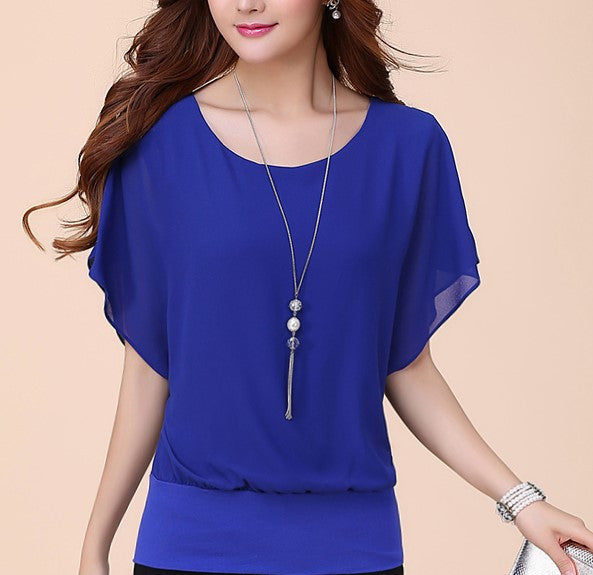 Batwing Short Sleeve Casual Tops