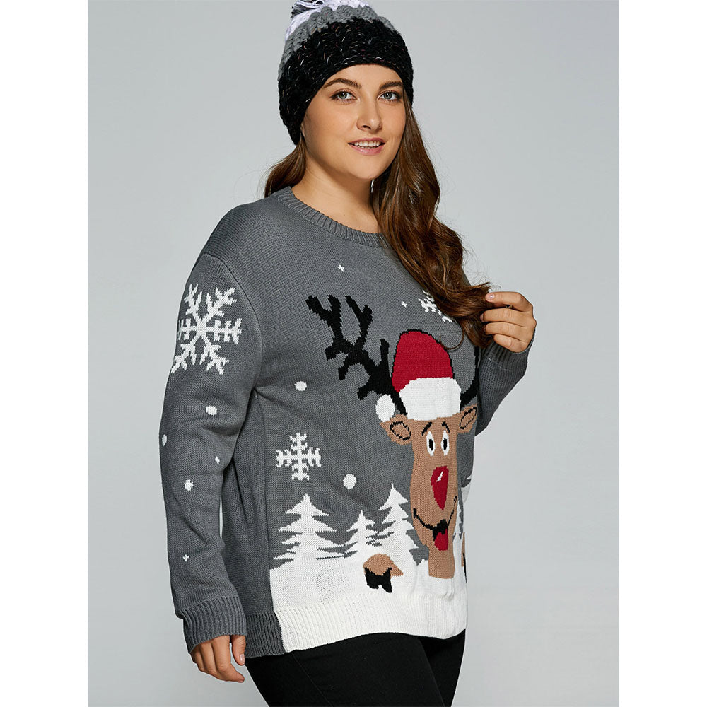 Christmas Deer Knitted Winter Sweaters for Women