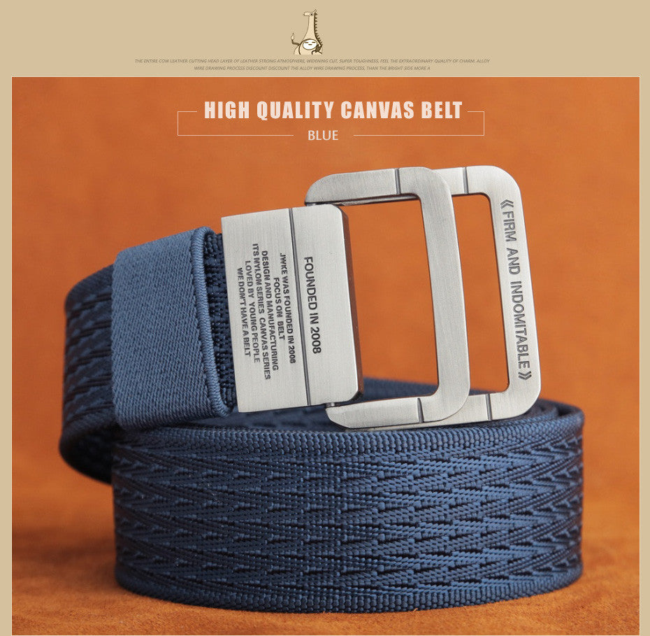 Military Tactical Double Ring Buckle Thicken Canvas Belt for Men