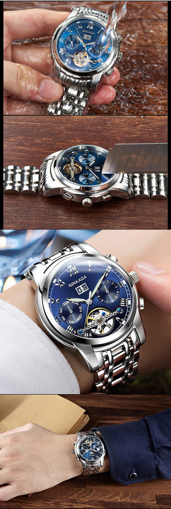 Luxury Mechanical Tourbillon Sapphire Glass Date Day Watch for Men wm-m