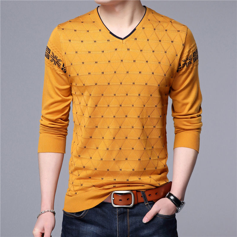 Quality Wool Pullover Casual V-Neck Men's Sweater