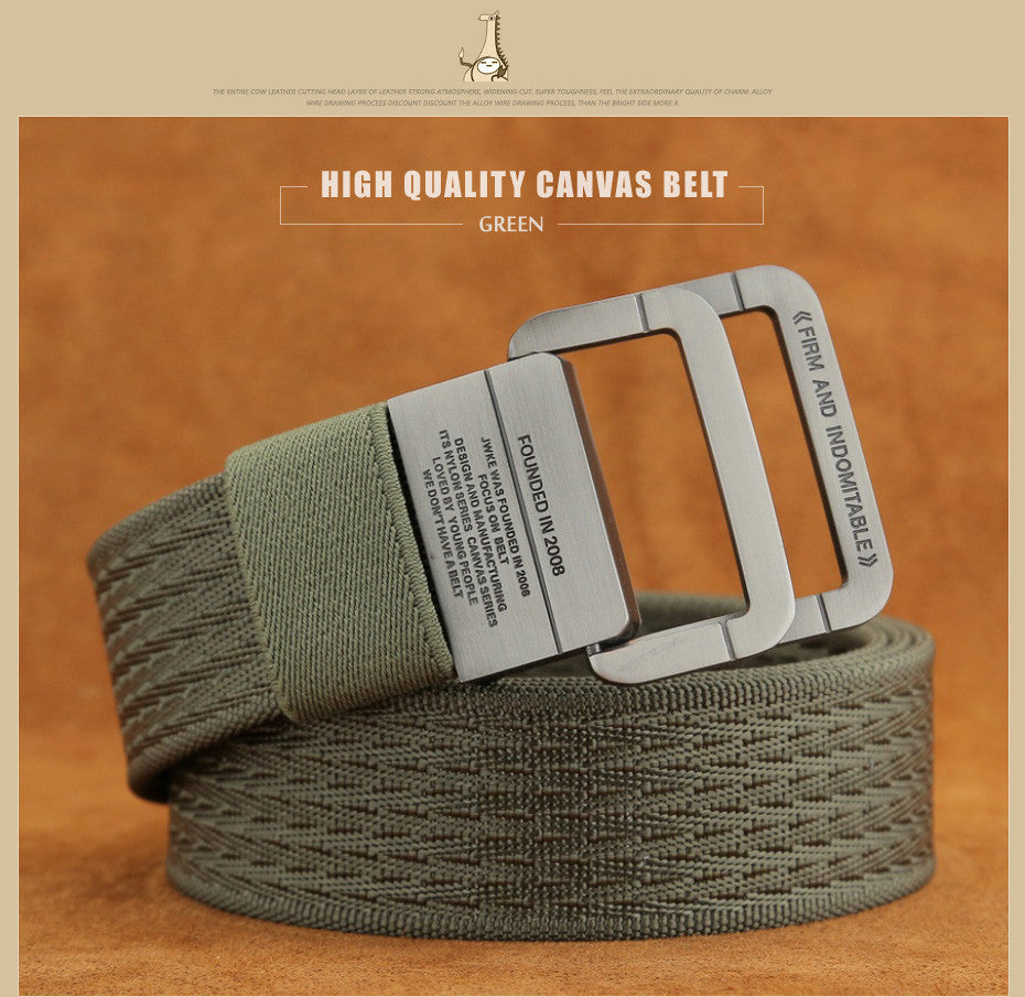 Military Tactical Double Ring Buckle Thicken Canvas Belt for Men