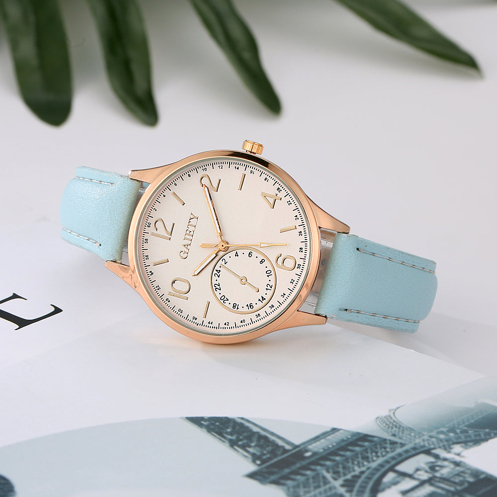 Quartz Leather Strap Wristwatch for Women ww-d