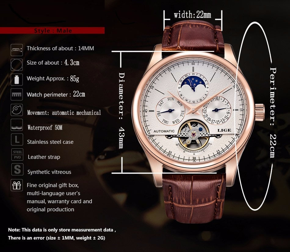 4 Automatic Mechanical Tourbillon Business Watch Top Luxury wm-m