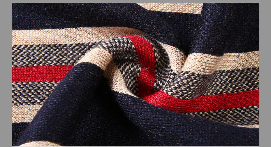 Striped Scarves for Men Wool Winter Warm Luxury Wrap Business Scarf