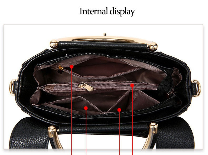 Solid Zipper Top-Handle Handbag bws