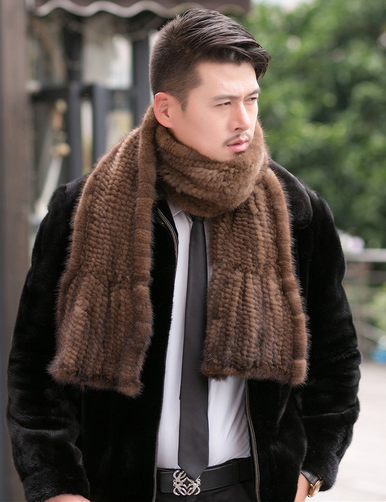 Hand Knitted Genuine Mink Real Fur Scarves