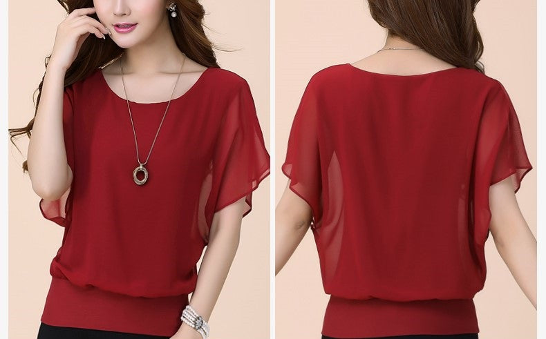 Batwing Short Sleeve Casual Tops