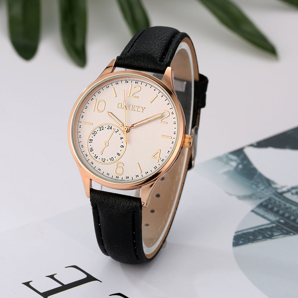 Quartz Leather Strap Wristwatch for Women ww-d