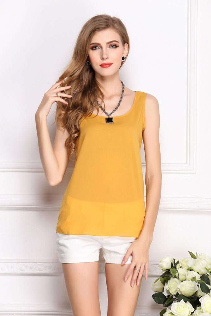 Candy Color Sleeveless Tops