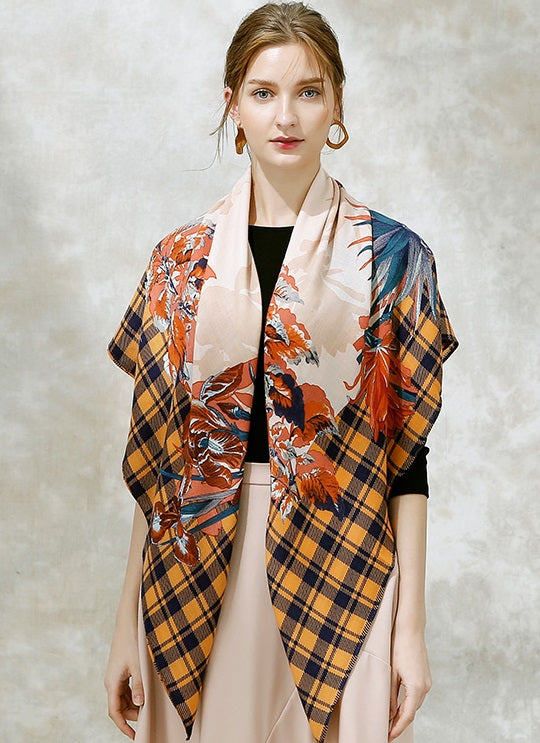 100% Wool Plaid Luxury Designer Winter Scarves