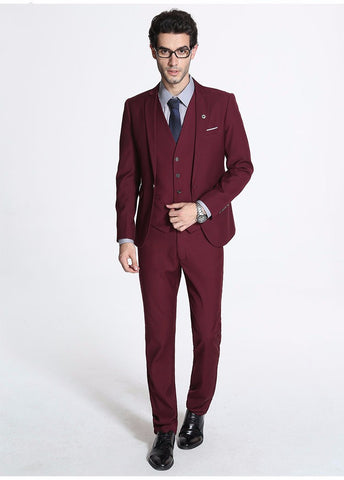 Business Formal Wear Slim Fit Suits for Men 3Pcs (Jacket+Vest+Pants)