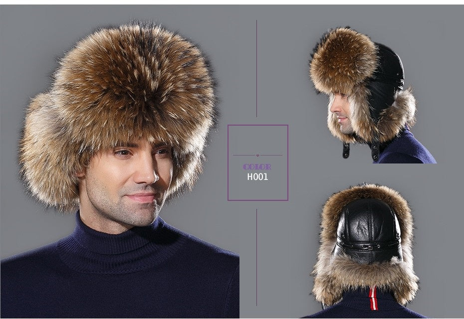 Genuine Leather Real Fur New Arrival Top Quality Winter Hats For Men