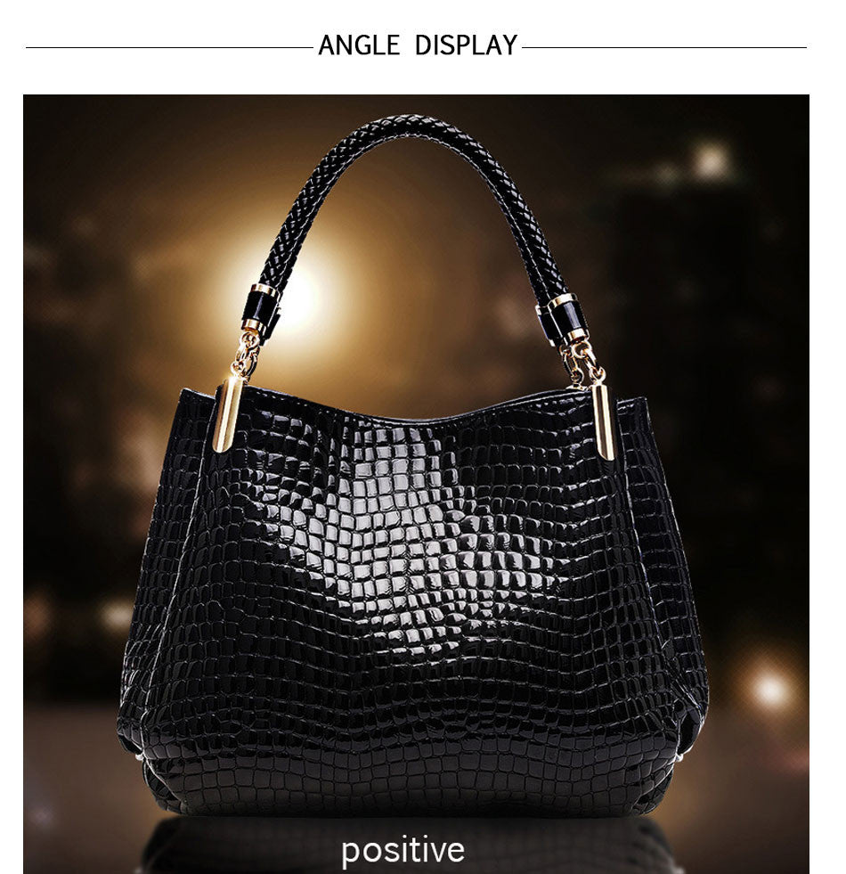 Alligator Leather Look Brand Tote Handbag