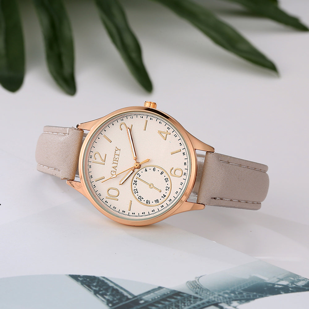 Quartz Leather Strap Wristwatch for Women ww-d