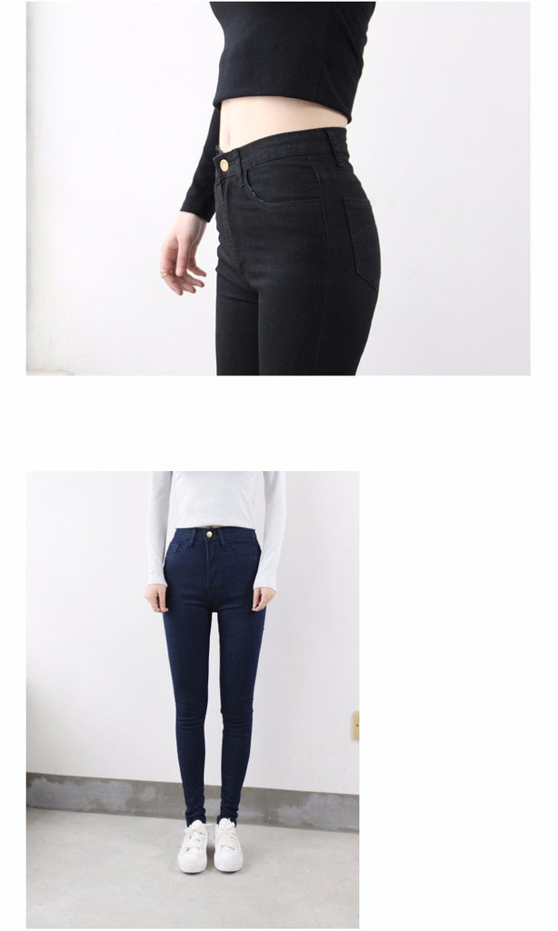 High Waist Elastic Jeans for Women