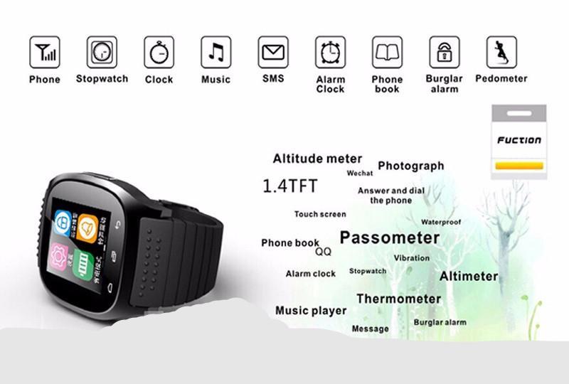 Waterproof Bluetooth Smart Watch With LED Alitmeter Music Player Pedometer For Apple IOS Android Smart Phones
