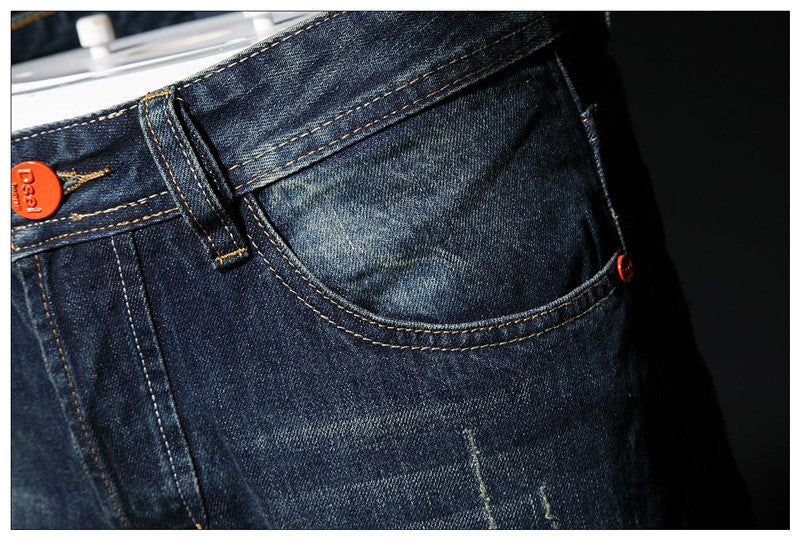 High Quality Blue Color Jeans For Men Ripped Button Pants