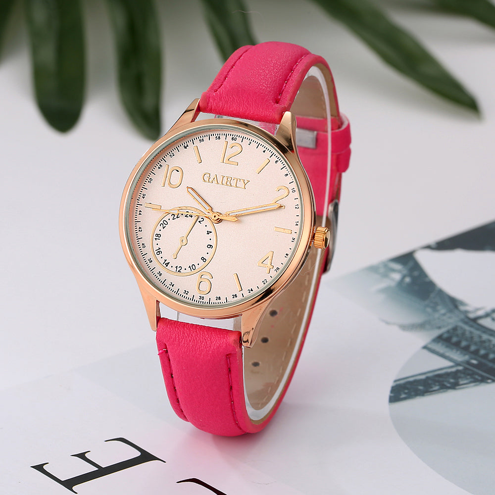 Quartz Leather Strap Wristwatch for Women ww-d