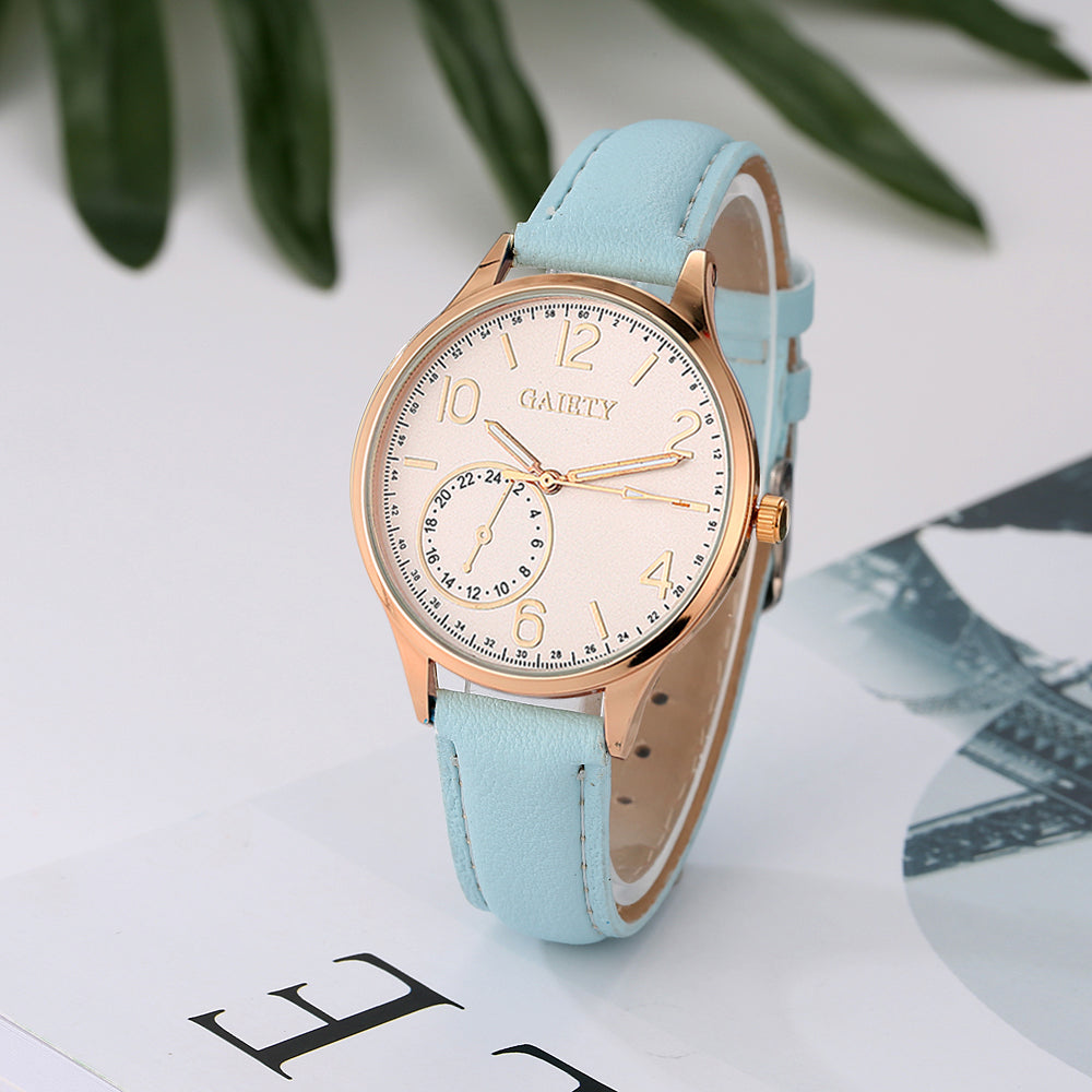 Quartz Leather Strap Wristwatch for Women ww-d