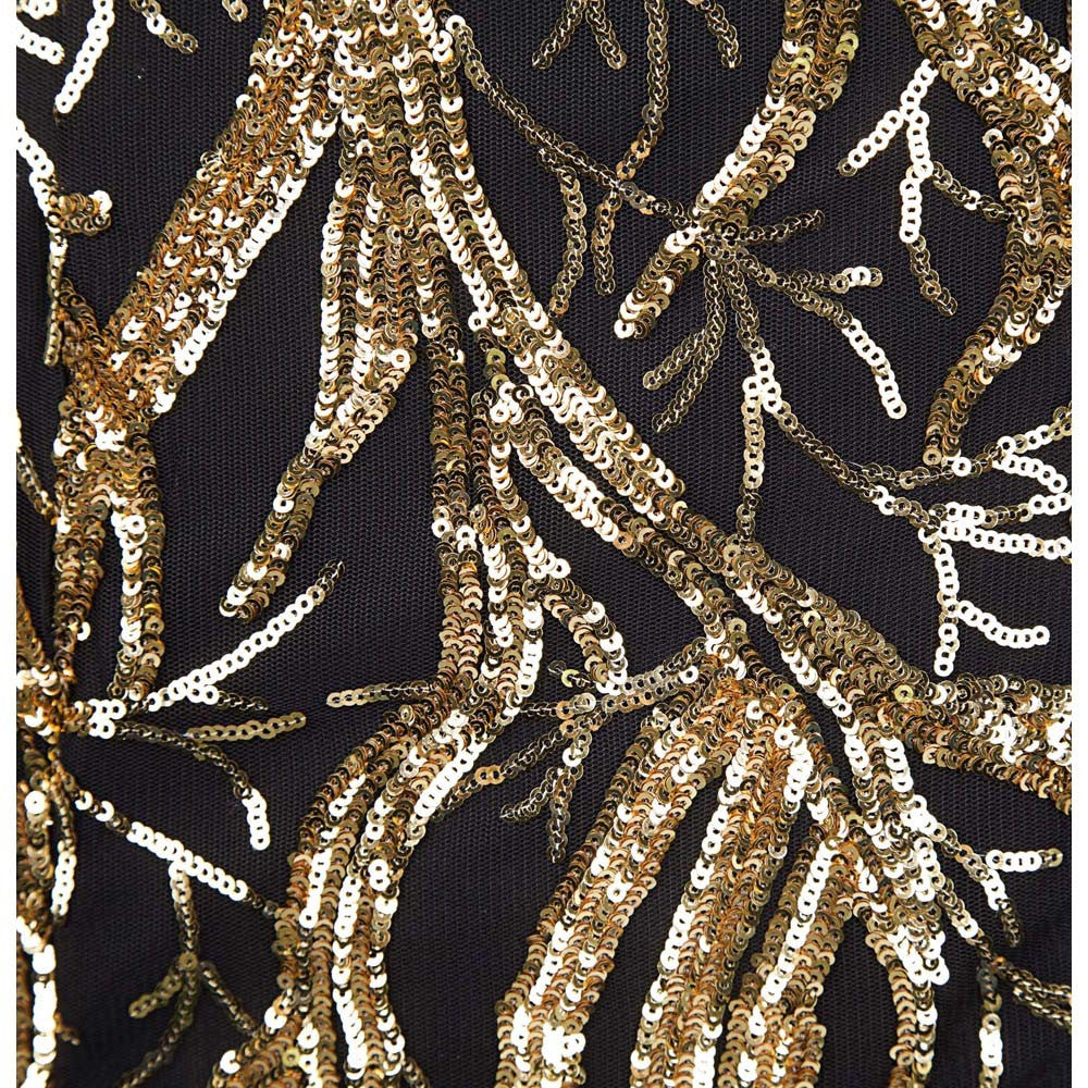 New Strapless Golden Branch Sequined Mermaid Full Length Evening Dresses