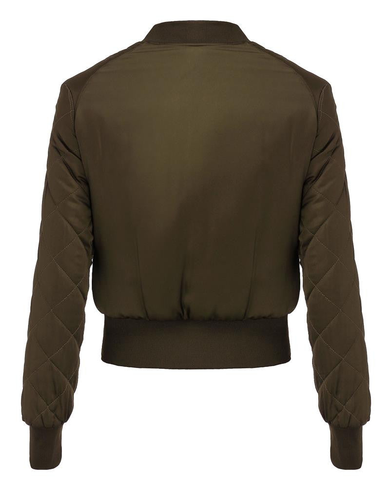 Bomber Quilted Zipper Slim Coat Women Jackets 6 Colors