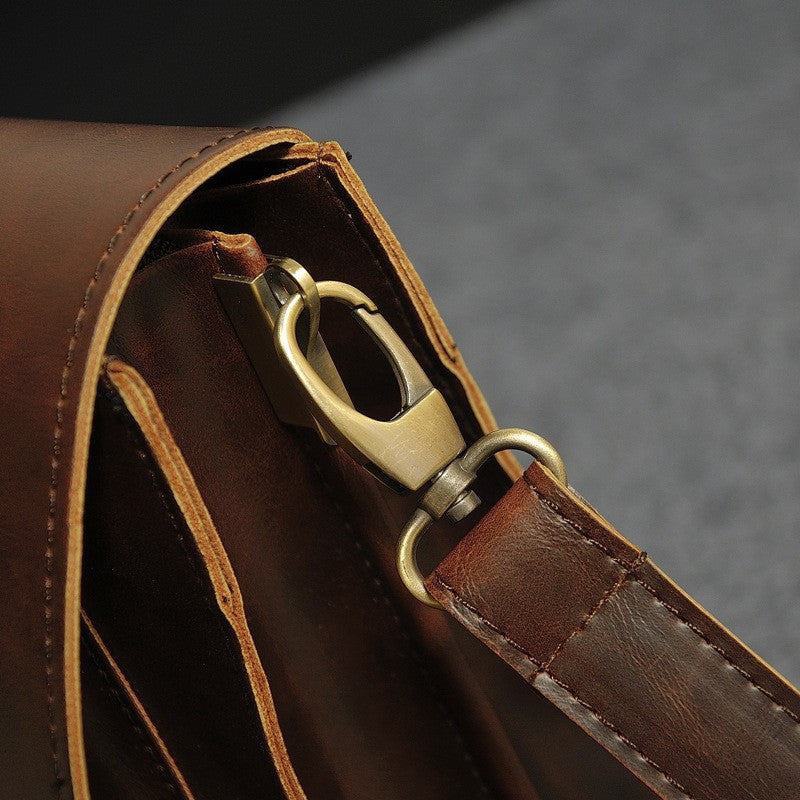 Genuine Leather Vintage Briefcase Business Men's Laptop Bag