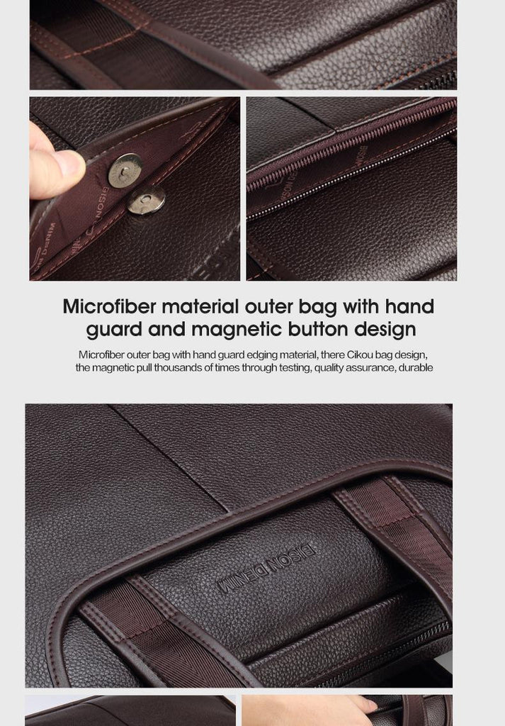 Genuine Leather Briefcase 14''Laptop Case Soft Bag Brown Black