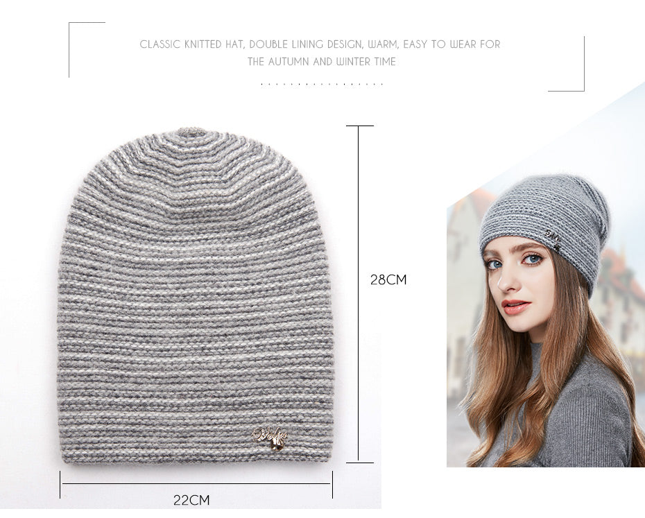 Cashmere Knitted Winter Hats For Women In Mixed Color