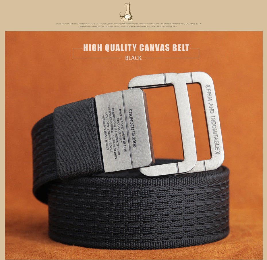 Military Tactical Double Ring Buckle Thicken Canvas Belt for Men