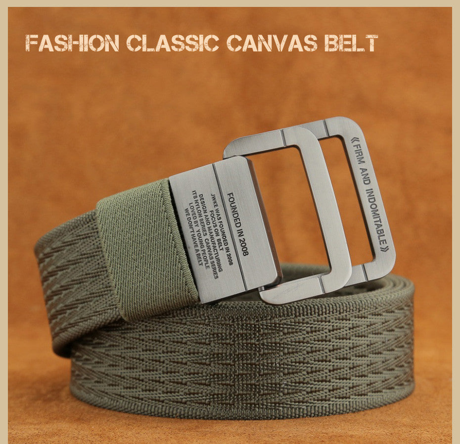 Military Tactical Double Ring Buckle Thicken Canvas Belt for Men