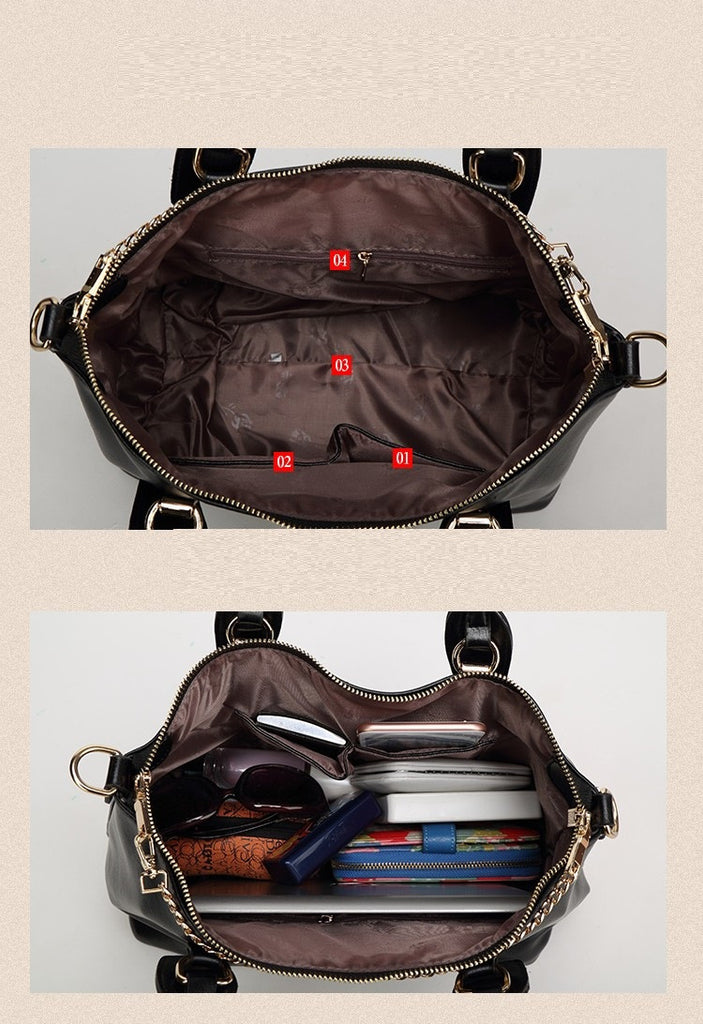 Vintage Handbag With Purse Solid Shoulder Bags 3 Pcs/Set bws Totes