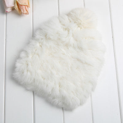High Quality Real Rabbit Fur Knitting Wool Hats for Women