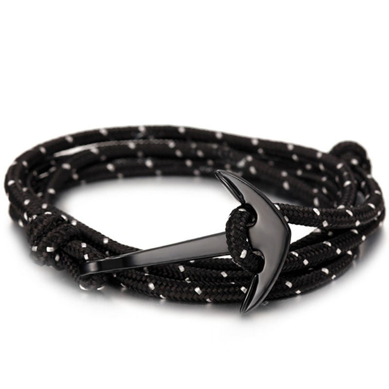Multilayer Black Anchor Bracelets mj-